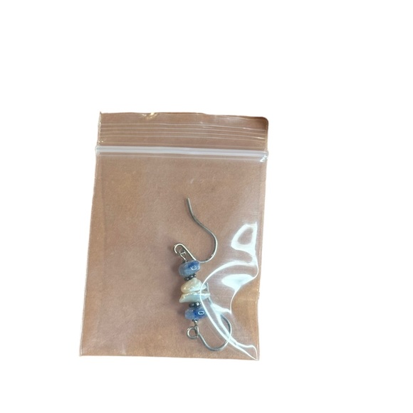 Vintage Sterling Silver Pearl & Blue Stone Dainty Dangle Earrings - Picture 5 of 5